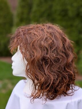 NWOT Human Hair Wig Wavy Shoulder Length Copper/Medium Red Bangs